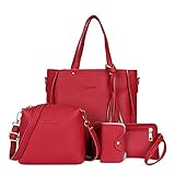 NUSGEAR Bolsos de Mujer Bolso Bandolera Tote Grande De Hombro Bolsos Billetera 4pcs Set Moda Conjunto de bolsa tarjetero Bolso de Compras Cartera Titular de la Tarjeta