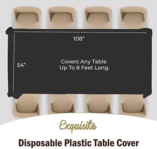 12-Pack Black Plastic Rectangle Tablecloths 54x108, Rectangular Table Cloths - 3