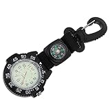 UKCOCO Karabiner Uhren- Digitale Taschen Karabiner Taschenuhr Sportuhren Bergsteigen Sportgeräte (Schwarz ohne Kompass) Wandern