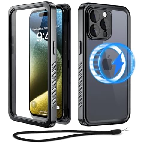 Beeasy for iPhone 15 Pro Waterproof Case with Magsafe, IP68 Underwater Military Grade, Phone Case with Shockproof, Dustproof, Rugged 360 Full Body Protection Cover with Built-in Screen Protector Cover