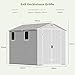 Devoko 6x8 Gartenhaus 9,4m³, Kunststoff, 185x240x210 cm Gerätehaus mit Boden, Geräteschuppen, Fahrradschuppen mit Abschließbar Tür, Draußen, Wetterfest für Garten Rasen, Hellgrau