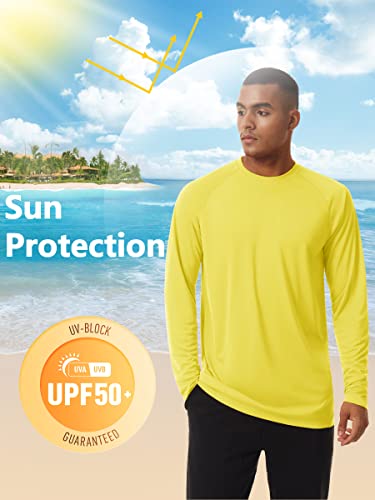 Tacvasen Men's Rash Guard Shirts Uv Shirts Sun Protection Shirts Spf Shirts Outdoor Shirts Quick-Dry Shirts Long Sleeve Shirts Lightweight Shirts Yellow #TOP2