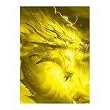 Katomula 100 MTG Card Sleeves with 100 Inner Sleeve, Textured Back Art Sleeves, Fit Standard Size Cards - Lightning Yellow Dragon