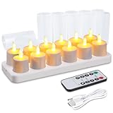 WoneNice Rechargeable Tea Light Candles with Remote Timer, Romantic Deco for Home Parties, Restaurants, Weddings, Christmas