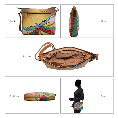 Anna by Anuschka womens Hand-painted Women's Genuine Leather Slim Medium Crossbody4