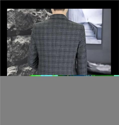 Men's Checkered Casual Business Jacket Notched Collar Formal Suit Coat Two Button Personality Style2