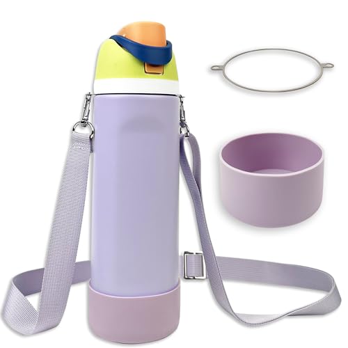 Silicone Boot Set for Cute Owala Water Bottle 32 oz - Includes Non-Slip Sleeve, Shoulder Strap, Perfect Owala Accessories, Fits Free Sip, Tumbler, Matches Pink, Black & More (Purple)