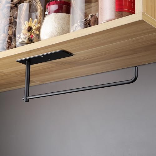 SUNTECH Paper Towel Holder Under Kitchen Cabinet - Self Adhesive Matte Black Towel Paper Holder Stick on Wall, SUS304 Stainless Steel - Thumbnail 2