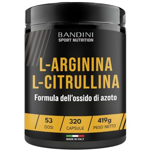 Bandini® L-Arginina + L-Citrullina 320 Capsule (1100 Mg Per Capsula), Arginina + Citrullina Malato Per Preworkout, Integratori Per Palestra, Resistenz