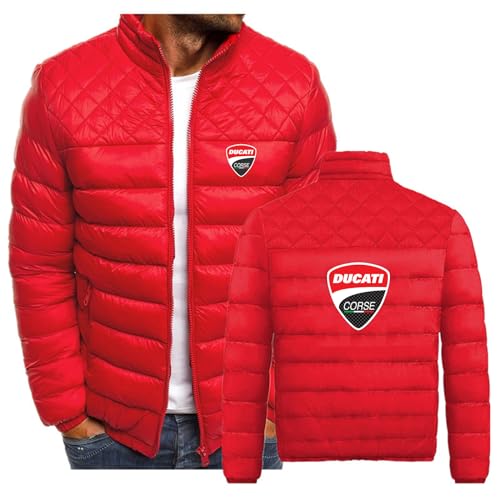 SIDHU Vestes pour Hommes pour Duca-TI Hiver léger isolé Manteau en Coton Pliable Fermeture éclair complète Chaud Court rembourré vêtements d'extérieur pour la Course à Pied Voyage,Red-L