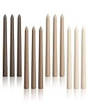 Viyffo 10-Inch Taper Candles, 12-Pack – Smokeless & Unscented Long Burning Taper Candlesticks, Hand-Poured Candles for Home Décor, Weddings & Dinner, Brown