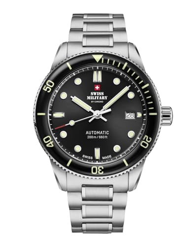 Swiss Military by Chrono Herren Uhr Armbanduhr Automatik Uhrwerk mit Edelstahl Metallarmband Analoge Herrenuhr Silber SMA34106.01