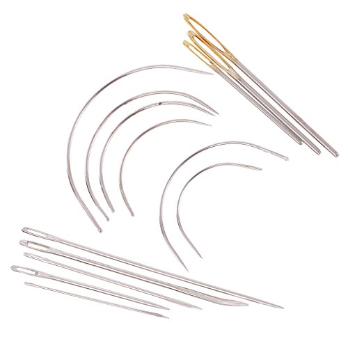 Kit de agulhas de costura Homyl com 14 peças sortidas de aço para estofamento de lona de couro para