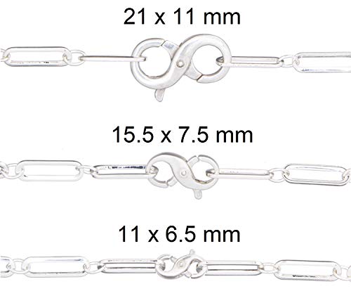 Lobster Clasp Necklace Bracelet Extender .925 Sterling Silver - Closures Claw For Jewelry Finding Repair Kit Diy Supplies - Made In Italy (15.5Mm X 7.5Mm, Sterling Silver) #TOP5