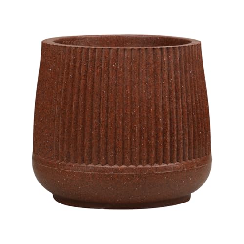 Image of BonKaso 12 Inch Audi Plant Pot for Indoor & Outdoor Use | Heavy Duty Durable Polymer Flower Pot Gamla | Lightweight Modern Planter for Living Room, Balcony, Terrace & Office Decor (Brown)