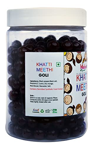 Image of Mahek Khatti Meethi Goli 350Gm | Traditional Indian Digestive Candy | Sweet & Tangy Mouth Freshener | Blend of Peeplamul, Jeera, Dry Mango, Nausadar & Neembusat | After Meal Digestive Churan Goli