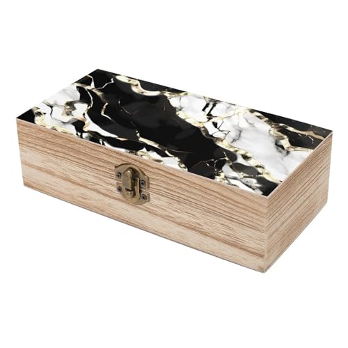 Boîte de rangement en bois couvercle marbre coffret bijoux