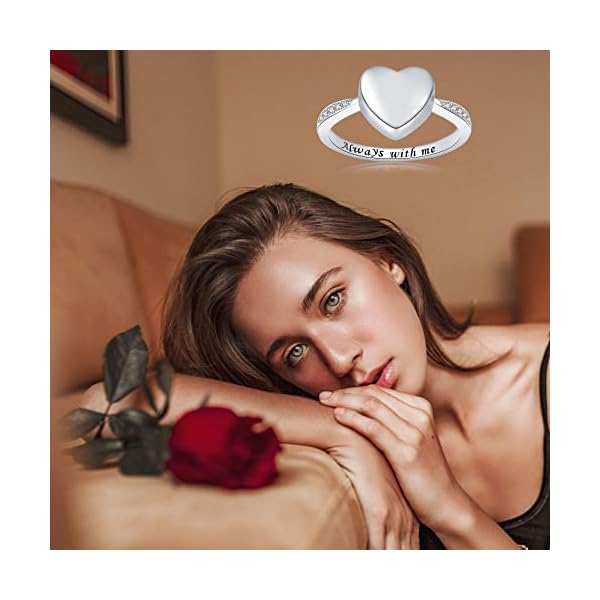 BEILIN Hold Loved Ones urn Ring 925 Sterling Silver Always with me Heart Cremation Urn Ring for Ashes for Women (6.5)