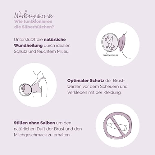 Livella | Silberhütchen aus 999er Silber | Made in Germany | Hilfe bei beanspruchten Brustwarzen | Unterstützt feuchte Regeneration beim Stillen | Wochenbett Stillhütchen (2 Stück) für Brustschutz