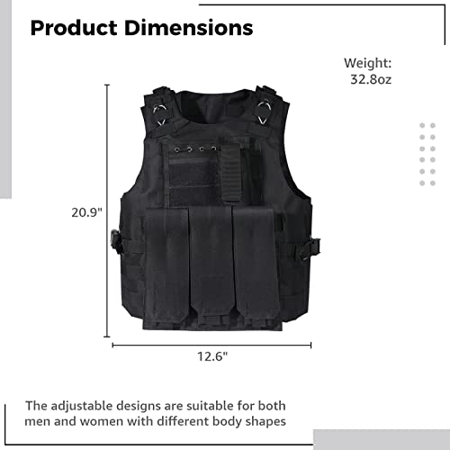 image for yeesport Tactical MOLLE Airsoft Vest, Fully Adjustable Paintball Train