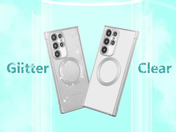 Miniatura 7 de ZTOFERA Funda magnética para Samsung Galaxy S22 Ultra 5G con purpurina degradada, compatible con MagSafe, funda protectora de TPU chapada de lujo