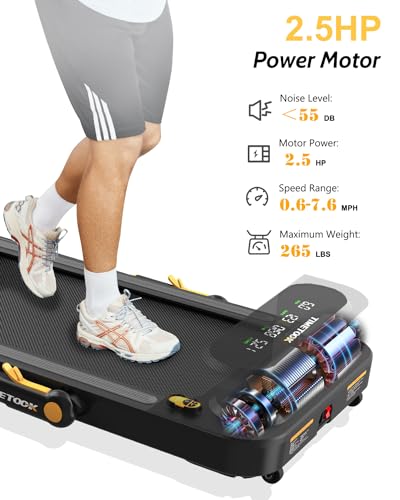 under desk treadmill 2 in 1 folding treadmill 25hp walking treadmill with 265lb weight capacity walking pad design electric foldable treadmill for home office