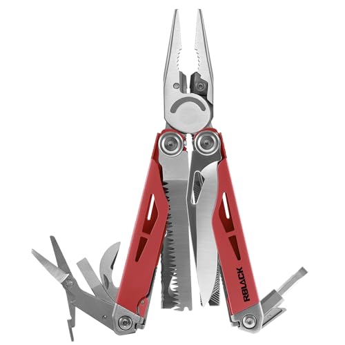 Image of 21-in-1 Multitool Pliers & Scissors w /Tungsten Cutters, Self-Locking | Durable EDC Set for Camping, DIY & Outdoor Survival, Pocket-sized Repair Kit, Brick Red