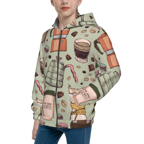 Colorful Coral Reef Kid Hoodies Boys Zip Up Sweatshirts Girls Pullover with Pocket