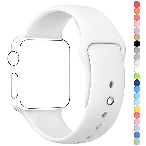 Apple Watch Band, HuanlongTM Soft Silicone Sport Style Replacement Iwatch Strap for Apple Wrist Watch (White 42mm M/l)