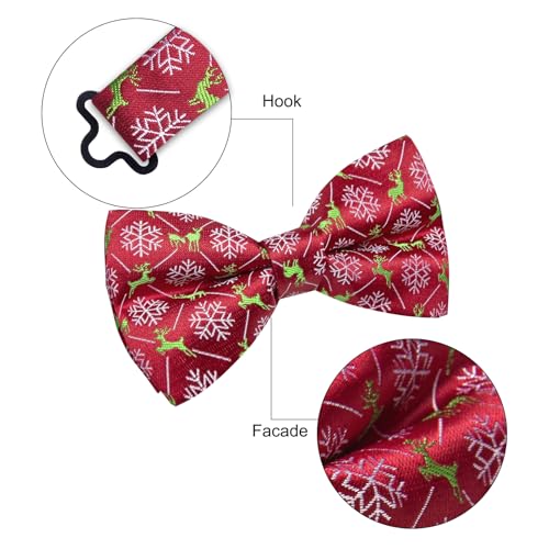 Image of YourTies Christmas Bow Ties for Men Silk Red Pre-tied Adjustable Xmas Bowties Woven Party Holiday Festival New Year
