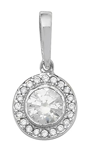 Pendentif or blanc femme zirconium qualite joaillerie durable 18mm