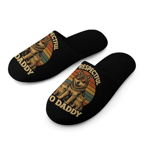 Bulcli Be Respectful To Daddy Dog Women's Slippers Soft Non-Slip Indoor House Slippers Home Shoes For Bedroom Travel 38-39_?¨º?¡ì7-8?¨º?