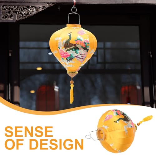 Lanterne style chinois suspendue jaune pour décorations intérieures - 8
