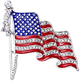 WeimanJewelry Enamel Crystal Waving USA American Flag Corsage Brooch Pin for Clothes Scarf Bag Hat (Style 1)