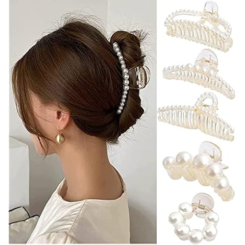 Große Haarklammer, Rutschfeste Haarklammer,Haarklammern, Haarspangen für Damen Mädchen Haar Jaw Clips für dickes Haar Dünnes Haar,5 Stück Cover