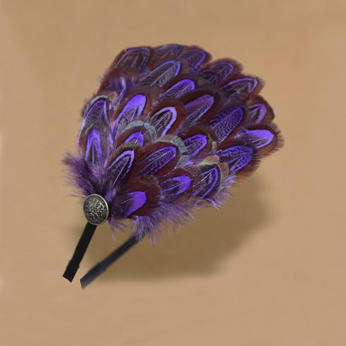 Aukmla Feather Headband for Women and Girls (Purple)