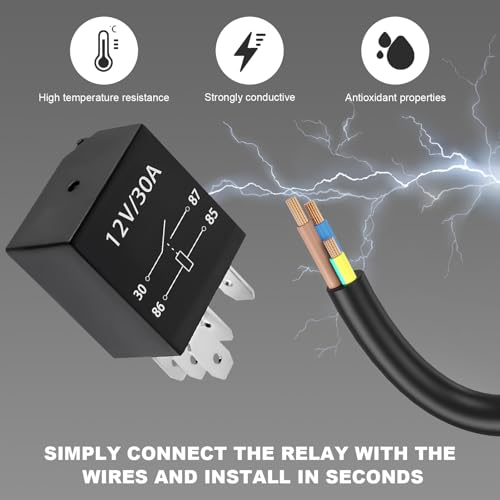 ZNDAW 2 PCS 5 Pin Car Starter Relay, 12V 30A Multi-Purpose Auto Relays, Heavy Duty Standard Relays Replacement for Vehicle Motor, Waterproof Auto Relay Switch, Car Accessories - Thumbnail 5