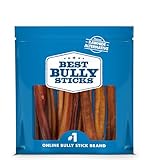 Best Bully Sticks Thick 6 Inch Bully Sticks for Dogs - 10 Count (Pack of 1) - Natural Grass-Fed Beef, Single Ingredient, Grain and Rawhide Free - Large Breeds