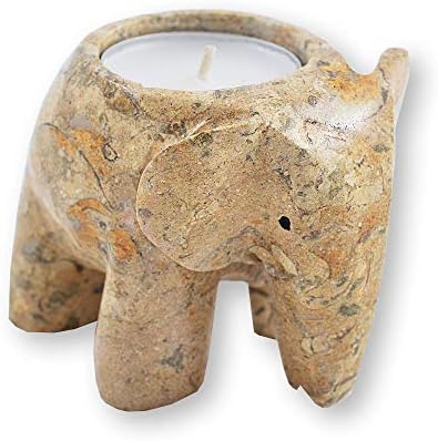 Marble Elephant Tea Light Candle Holder Collection - Fossilstone Collection