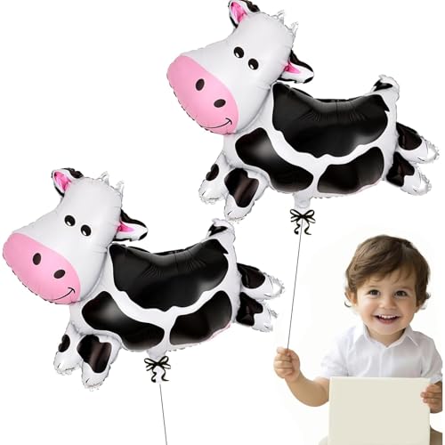Ovanda Aufblasbare Kuh Luftballons, XXL 2 Stück Bauernhof Tier Kuh Luftballons, Kuh Deko Folienballon, Kuh Ballons, Bauernhof Geburtstag Deko für Kinder Geburtstags Babyparty Bauernhof Mottoparty