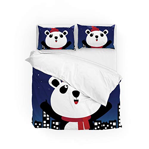 Ensemble de lit 3 pièces ours mignon ultra doux en polyester thermorégulateur - 3