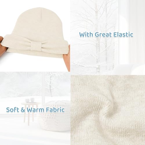 Century Star Baby Girls Winter Cuffed Beanie Soft Toddler Knit Hats for Infant Kids with Cute Bow3