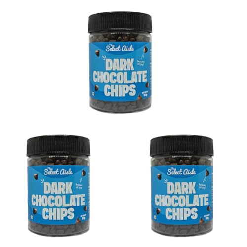 Image of The Select Aisle Dark Chocolate Chips 150g | Dark Chocolate Compound Choco Chips for Baking, Cakes, Cookies, Overnight Oats, Ice Creams & Desserts, Cake Decoration (Pack of 3)