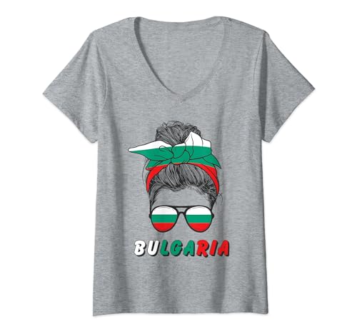 Mujer Bulgaria, niña búlgara, bandera de Bulgaria, Camiseta Cuello V