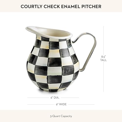 Image of MACKENZIE-CHILDS Pitcher with Spout, Black-and-White Courtly Check