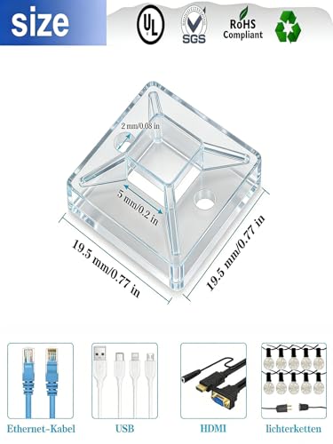 KLJ klebesockel für kabelbinder Transparent 50 Pack 20 X 20 mm, für Heim Büro Industriell