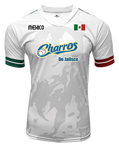 Jersey Mexico Charros de Jalisco 100% Polyester White/Grey_Made in Mexico (XXXXX-Large)