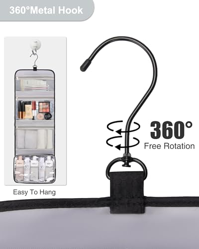 Relavel Travel Hanging Toiletry Bag for Men Women Travel Kit Shaving Bag Waterproof Large Makeup Bag Wash Bag Makeup Organizer Cosmetic Case for Bathroom Shower Black3