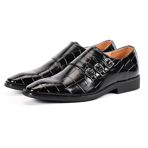 Men's Leather Pointed Buckle Oxford Shoes Fashion Print Loafers Comfortable Non-Slip Slip-On Casual Business Formal Shoes2