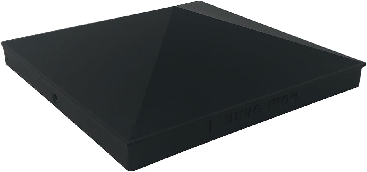 Nuvo Iron 8" x 8" Black Aluminum Ornamental Pyramid Post Cap - Pack of 12